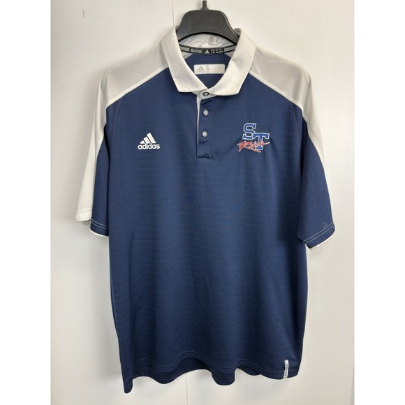 adidas Other - Adidas Climalite Performance Navy Blue/ White Polo ST Rebels Shirt Mens 2XL‎